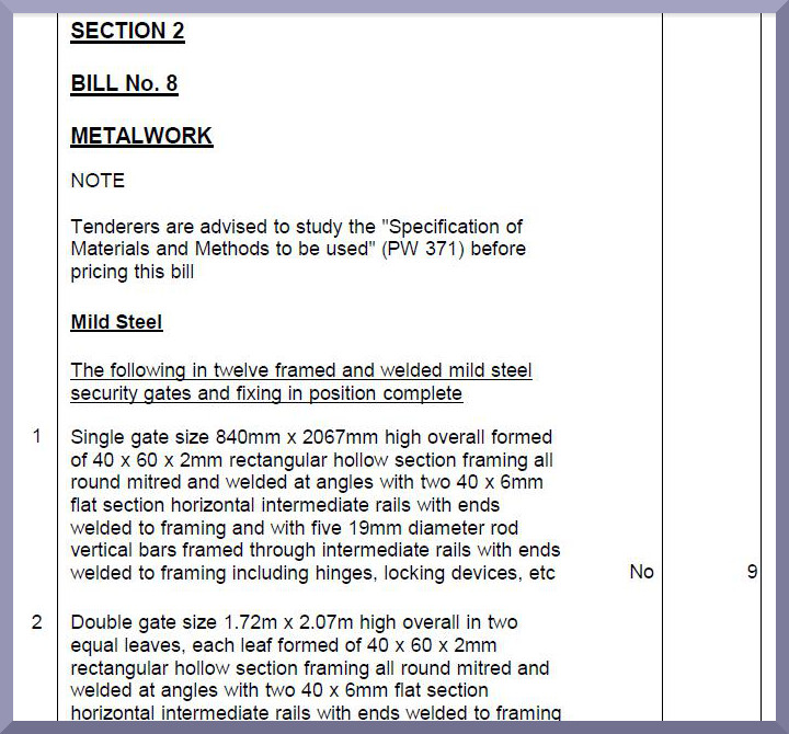 Detailed Bills of Quantities-1