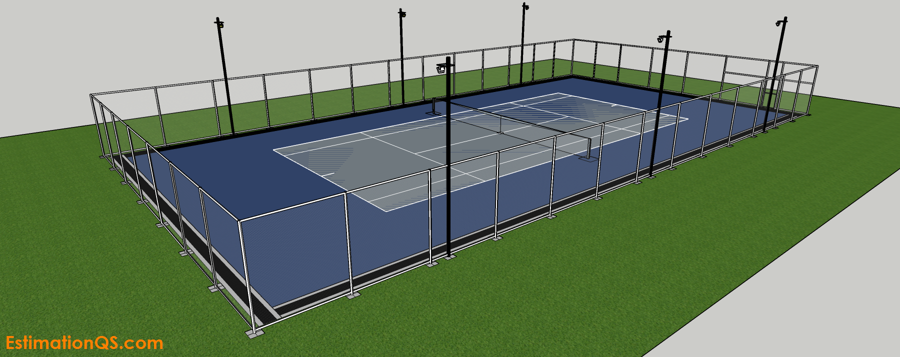 court tennis lawn acrylic isometric finished including