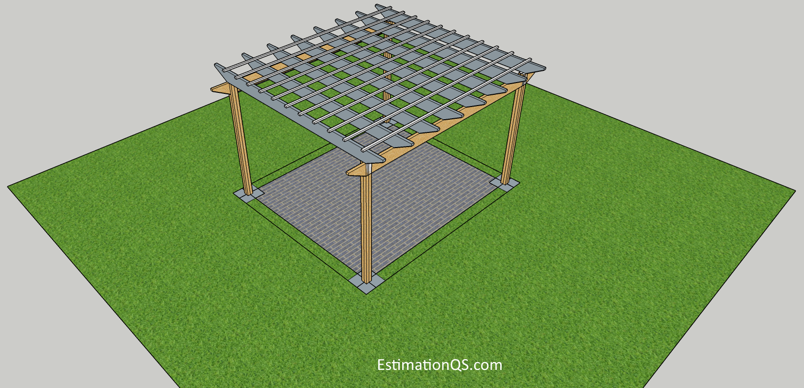 Pergola - isometric view-ILLUSTRATED-2