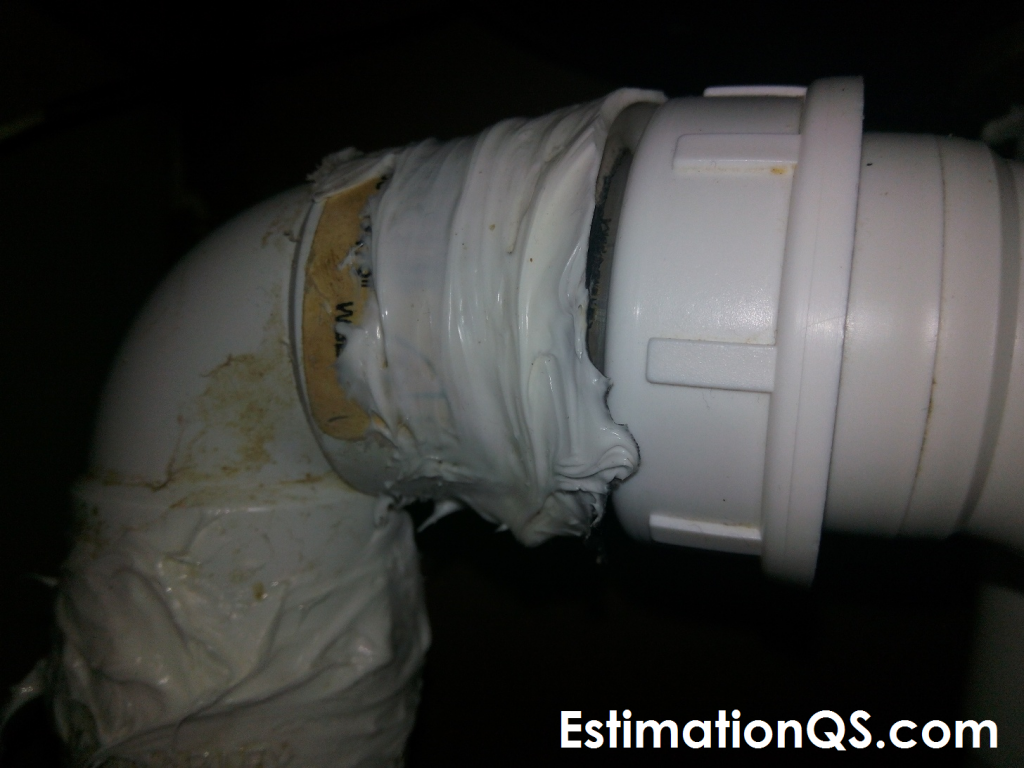 S-Trap with Bent L-shaped Configuration Under Old Kitchen Sink - Slip Nut Joint Sealed with Silicone Caulk