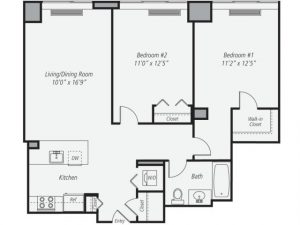 2 Bedroom House with 1 Shared Bathroom and Open Plan Kitchen Living Dining