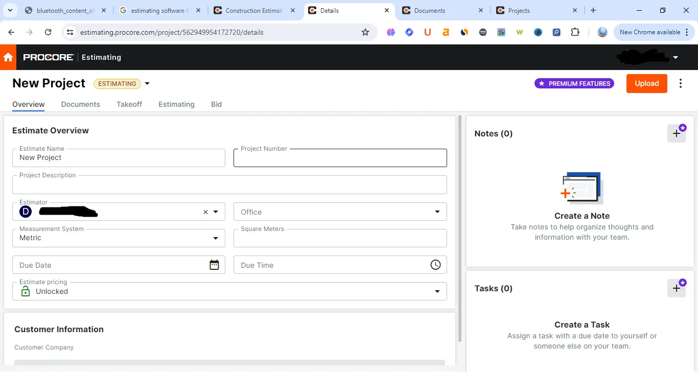 2 - Create New Project Procore