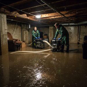 flooded basement being drained out